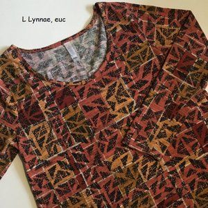 L Lularoe Lynnae top, orange linen blend
